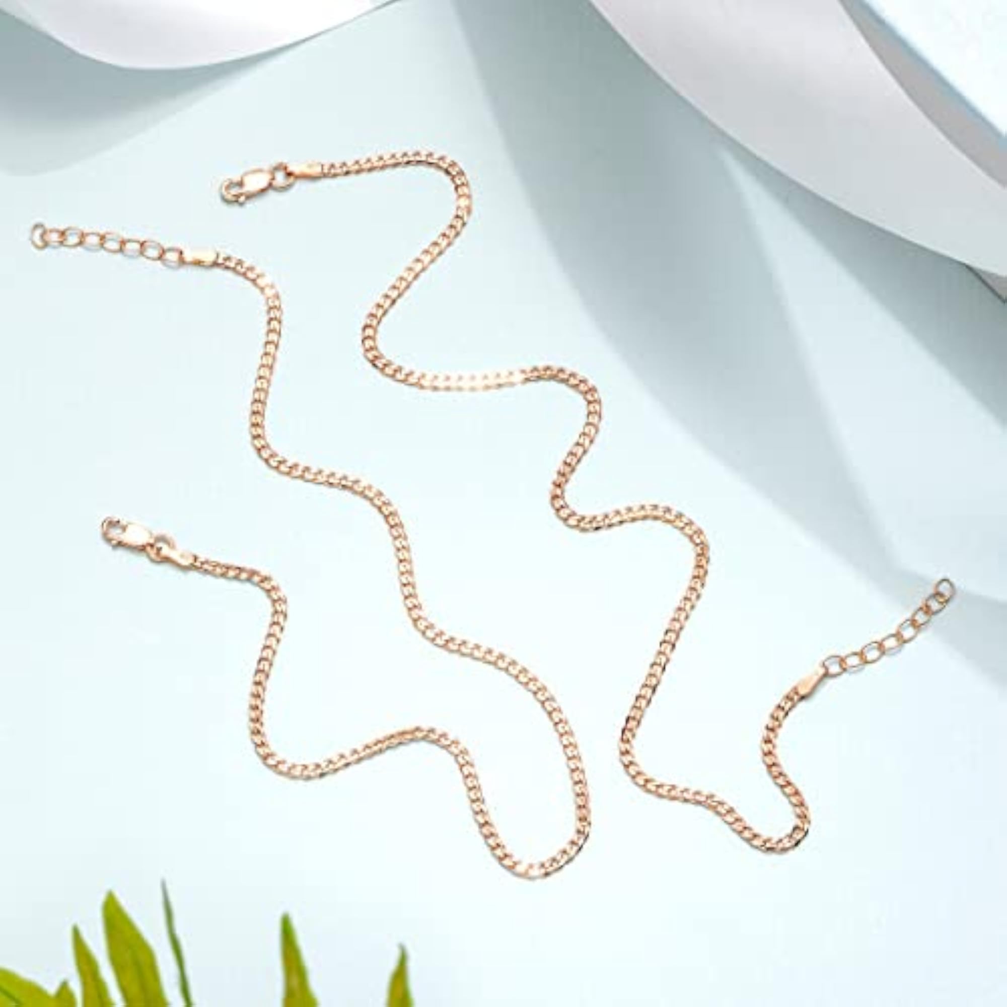 Women's 925 Sterling Silver Modest Chain Rose Plating Anklet