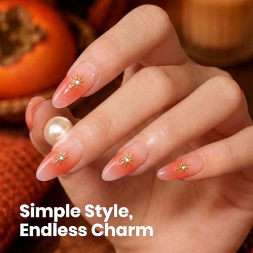 Image of Beetles Orange Red Gel Polish - Frosted Persimmon Full Size 15ML /0.51Fl Oz, Hema Free Persimmon Orange Red Gel Nail Polish, Soak Off UV LED Lamp Fall Nails Art, Manicure Salon DIY Nails