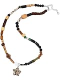 MINACHI Gargantilla de cuentas de madera irregulares, colgante de estrella de piedra, joyería bohemia gruesa para mujer, M, Madera, No es una piedra preciosa