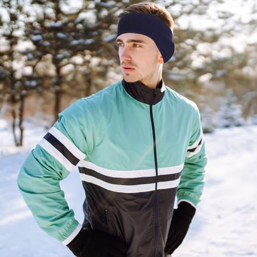 Image of Ear Warmers Headband, KOMAKE 2 Pack Earmuff Headband Fleece Earmuffs Running Headband Winter Ear Covers Moisture Wicking Sweatband Ski Sport Headband For Men & Women (Black+Gray)