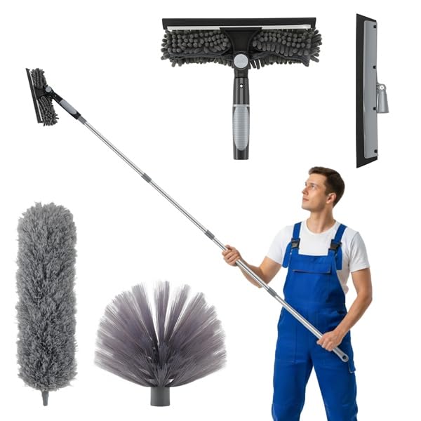 Plumeau télescopique 6 m en microfibre pour le dépoussiérage des plafonds hauts