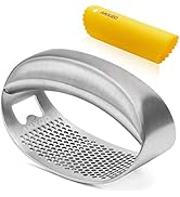 AMXRD Garlic Press Rocker & Silicone Peeler (Random Color), Stainless Steel Garlic Mincer Crusher...