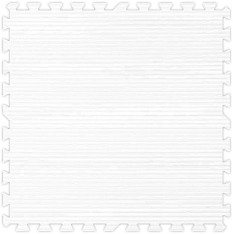 10' x 10' (25 Pieces) White Premium SoftFloors Interlocking Comfortable EVA Foam Rubber