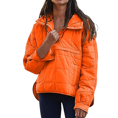 Women's Winter Coats Quilted Pullover Puffer Jacket Winter Warm Lightweight Oversized Long Sleeve Hooded Coats