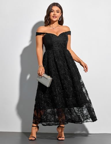 Image of EYWOL Formal Wedding Guest Cocktail Party Floral Embroidered Dress M-3XL | Embroidered,Floral,Sheer A-Line,Maxi,Sweetheart Neckline,Puff Sleeves,Tie Back, Parties,Wedding,Formal,Cocktail,Occasions
