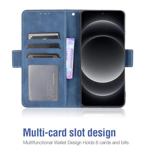 Asuwish Compatible with Xiaomi 14 Ultra 5G Wallet Case and Tempered Glass Screen Protector Card Holder Stand Leather Flip Cell Accessories Phone Cover for Mi 14Ultra Women Men Blue - Image 2