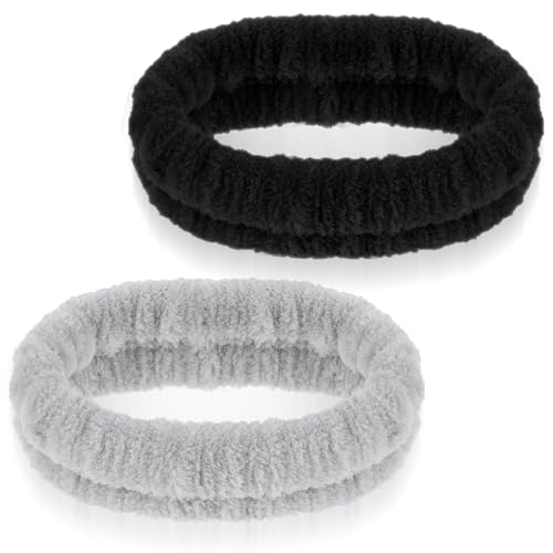 GEEHUA Lot de 2 bandeaux cosmétiques pour maquillage et lavage, bandeaux élastiques pour cheveux spa, bandeau démaquillant absorbant pour filles, femmes,...
