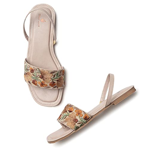 Image of Marc Loire Women's Pair of Embroidered & Embellished Flat Fashion Sandals