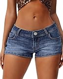 LuminBlaze Women’s Denim Shorts High Stretchy Low Rise Jean Shorts Skinny Y2K Streetwear