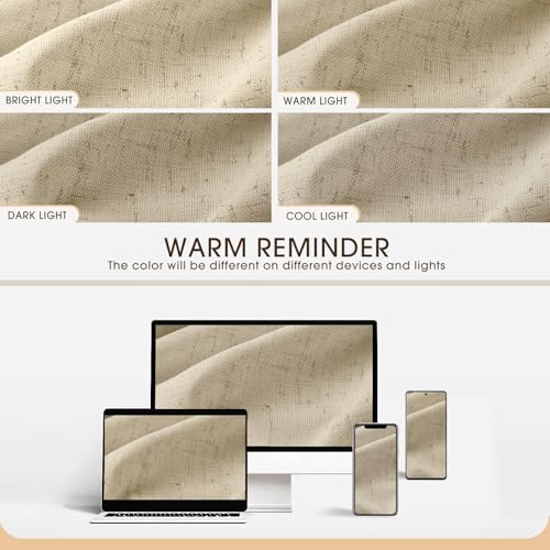 CAPALOCA Linen Pinch Pleated Curtains Blackout 100% Black Out Curtains 96 Inches Long 2 Panels with Hooks, Thermal Insulated Pinch Pleat Drapes for Bedroom, 40Wx96L, Beige - Image 8