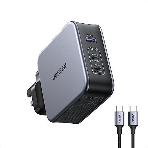 UGREEN MacBook Pro Charger 140W USB C Charger Nexode 3-Port PD3.1 PPS Super Fast GaN Laptop Charger Compatible with MacBook Pro 16/15/14/13 inch, iPad Pro, iPhone 15, Galaxy S24 with 240W USB C Cable