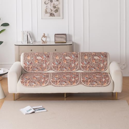 Image of HOKIPO HeavenHue Sofa Cover 5 Seater Panel Set 3+2, Vintage Bloom