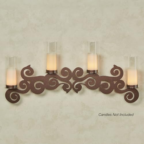 Saint Thomas Metal Wall Sconce Candelabra | Antique Copper | Candleholder Decor for Candles with Hurricane Style Glass
