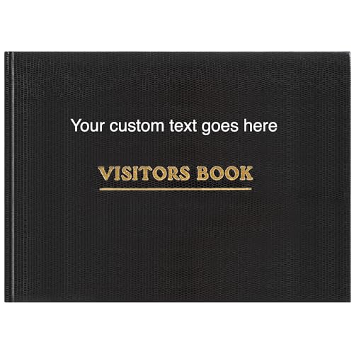 Arpan Personalised Visitor Book Guest Register for Business Office Schools & Hotels | Visitors Book Hardback Sign in and Out Comments Book & Personalised Guest Book (Black - Custom Text)