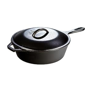 Lodge L8CFKPLT Cast Iron Covered Chicken Fryer, Pre-Seasoned, 3-Quart, Black