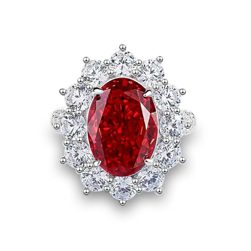 8 Carat Halo Engagement Rings for Women CZ Crushed Ice Simulated Big Diamond Ring 925 Sterling Silver Oval Wedding Ring for Anniversary Birthday Prom Size 5-9