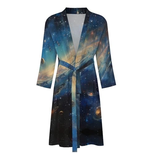 Spaces And Universe Funny Men's Robe Soft Lightweight Bathrobe Long-sleeve Spa Robes4
