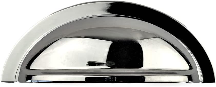Sets of 6 Cup Handles, Vintage Shell Design for Kitchen cabinets & Bedroom Furniture, Cupboard Drawer & Door Polished Chrome pulls (76mm Between fixings)