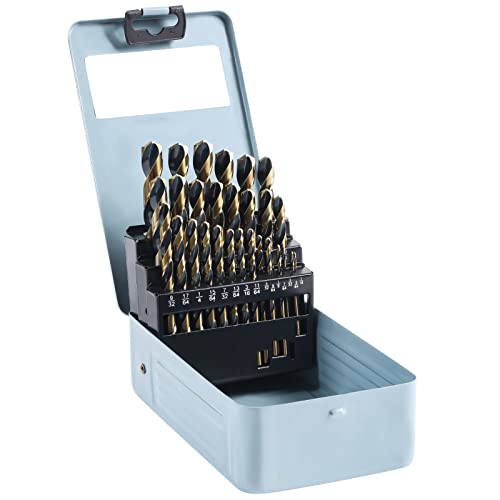 CaRoller 29Pcs Drill Bit Set, 135 Degree Tip High Speed Steel with Black and Gold Finish, Stainless Steel, Plastic and Wood with Metal Indexed Storage Case 1/16"-1/2" (29pcs Black and Gold) - Image 6