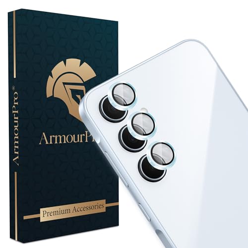 Image of ArmourPro Camera Lens Tempered Glass for Samsung Galaxy A55 and Samsung A35 (6.6 Inches) Tough HD Individual Aluminum Alloy Rings 9H Camera Cover, Scratch-Resistant,Camera Lens Protection| Blue, 1 Pack