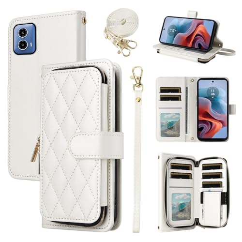 Étui portefeuille Motorola Moto G34 5G cuir avec bandoulière