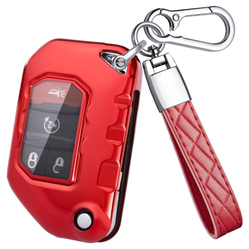 VCCARVN Key Fob Cover for Jeep Wrangler JL JLU Rubicon Gladiator JT Sahara