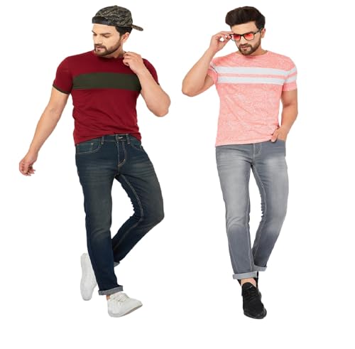 Image of Ben Martin Men's Slim Fit Mid Rise Pack of 2 Stretchable Casusal Denim Combo Jeans Pant, CMB-AU24