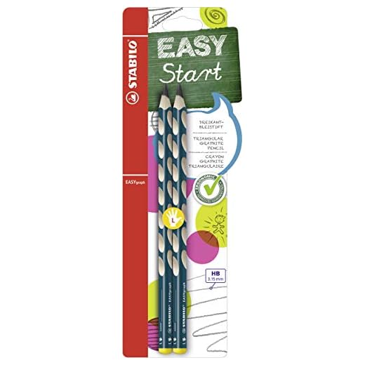 Ergonomischer Dreikant-Bleistift für Linkshänder - STABILO EASYgraph in petrol - 2er Pack - Härtegrad HB