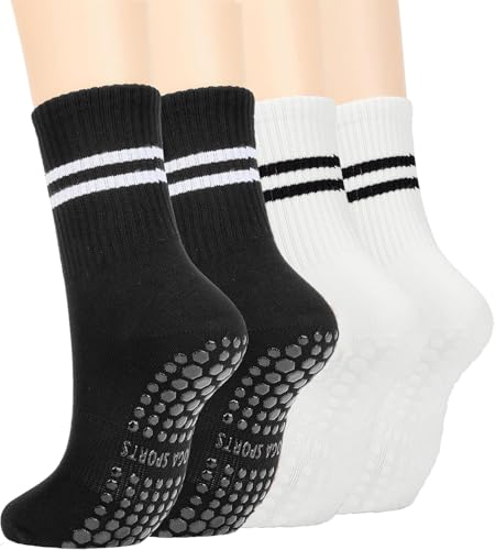 Image of QFM Grip Pilates Socks for Women Non Slip Yoga Socks Open Top Athletic Socks for Barre Ballet Barefoot Workout Hospital