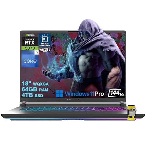 Image of ASUS ROG Strix G18 G815 Gaming AI Laptop 18 inch WUXGA 144Hz (100% sRGB) Intel 24-core i9-14900HX 64GB RAM 4TB SSD GeForce RTX 5070 GDDR7 (Up to 798 AI TOPS) RGB Backlit WiFi7 Thunderbolt Win11Pro ICP Hub
