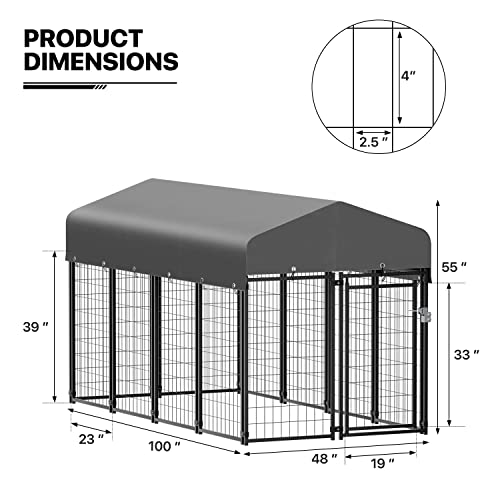 MoNiBloom Heavy Duty Outdoor Dog Run Enclosure for Small/Medium Dogs, All Weather Metal Dog Kennel with Roof and Rotating Feeding Doors, 4.6ft High Expandable Outdoor Dog Playpen Run, 14 Panels MoNiBloom Heavy Duty Outdoor Dog Run Enclosure for Small/Medium Dogs, All Weather Metal Dog Kennel with Roof and Rotating Feeding Doors, 4.6ft High Expandable Outdoor Dog Playpen Run, 14 Panels