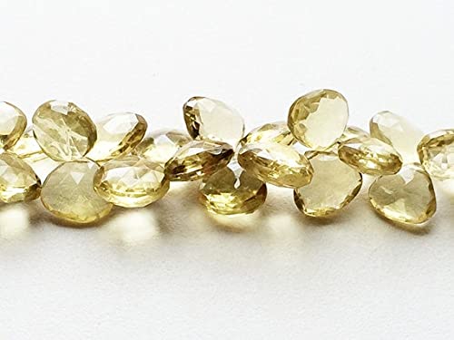 LKBEADS 1 sznur naturalnych koralików z kwarcu cytrynowego w kształcie serca, fasetowane brioletki z kwarcu cytrynowego, naszyjnik kwarcowy, 14-19 mm, 10 cm