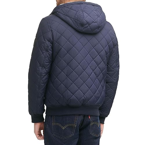 Image of Levi's Men's Diamond Quilted Sherpa Lined Bomber Jacket, Navy, Medium