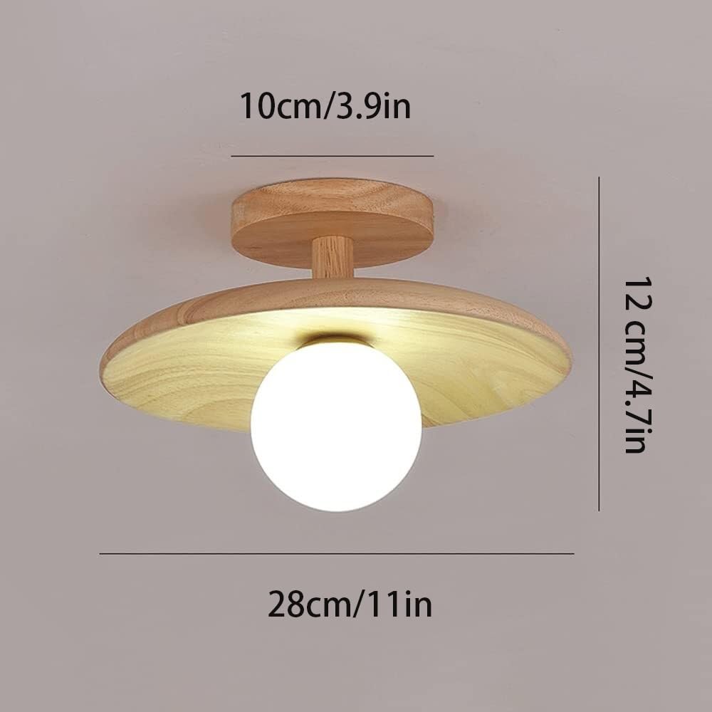 Japońska Minimalistyczna Lampy Sufitowa Do Montażu Podtynkowego, Lampy Sufitowa Z Drewna Gumowego Do Salonu, Sypialni, Jadalni(28cm/11in)