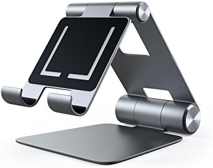Satechi R1 Multi-Angle Foldable Tablet Stand - Compatible with 2022 iPad Air M1, 2021 iPad Pro M1, 2020/2018 iPad Pro, iPhone 13 Pro Max/13 Pro/13 Mini/13, iPhone 12 Pro Max/12 Mini/12 (Space Gray)