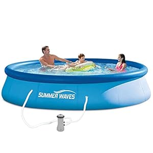 Summer Waves Zelfstaand zwembad Ø 3,66 x 0,76 m – praktisch en eenvoudig te installeren – materiaal PVC gelamineerd 3 lagen – opblazen met pomp – vulling met slang – inclusief filterpomp