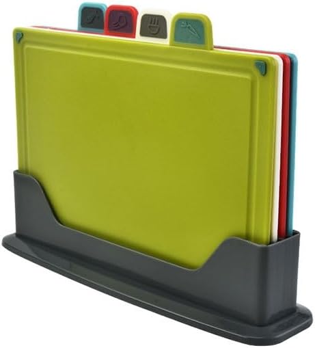 PP Classification Cutting Board 4 Piece Set for Home Kitchen Chopping with Storage Rack