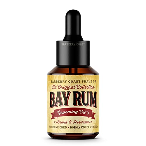 BAY RUM Pre-Shave & Beard Grooming Oil for Men with Maximum Glide Formula™ - 1 oz. Bottle - Provides a Smooth Comfortable Shave Every Time - Alcohol Free