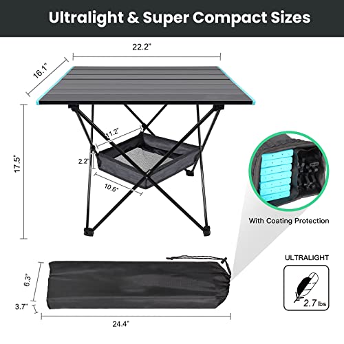 Portable Folding Camping Table with Aluminum Table Top, Ultralight Camp