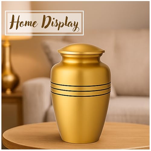 Image of Urns for Human Ashes for Women Decorative Urn for Human Ash Woman Men Large up to 220 lbs Decorative Memorial Funeral Burial Urn for Ashes Male Female Dad Mom (Gold Black)