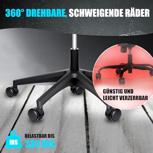 Milacyee Bürostuhl, Ergonomischer Bürostuhl mit Verstellbarer 4D Lendenwirbelstütze, Schreibtischstuhl mit Kopfstütze, Drehstuhl mit 90°-130° Liegefunktion (Abschließbar), Netzstuhl bis 150KG, Schwarz
