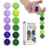 Silicone Magnetic Balls, Fidget Toys, 12-Pack Stress Relief Toys for Adults, Teens, Sensory Toy for Fingers Hands, Quiet Office Desk Toys with Textures, Magnet Fidget Fun Gift (2 Pack(Green+Purple))