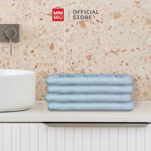 Image of MINISO Microfiber Towels for Bath, Mid Size Bath Towel for Men & Women, Baby Bath Towels Full Wrapped (We Bare Bears 5.0 Mint Green)
