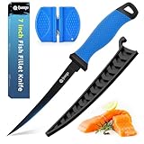 Queego Fillet Knife, 7 Inches Professional Filet Knife for Fish, German G4116 Stainless Steel Blade...