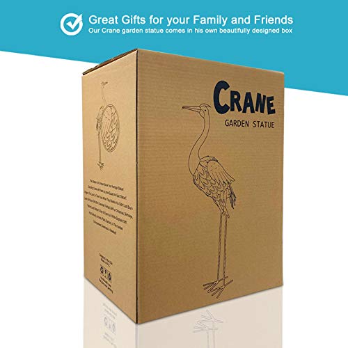 Nacome Large Standing Blue Metal Crane Garden Statue- Indoor/Outdoor Heron Garden Animal Sculpture For Home,Garden,Patio,Backyard,Porchyard Bird Art,Lawn Ornament Decoration,36.6Inch Gift #TOP2
