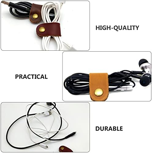 EXCEART Cables Organizer Leather Cable Straps Cable Tie: 10pcs Leather Cord Organizer USB Cable Clips Cable Tie Keeper Earphone Winder Desk Headset Holder