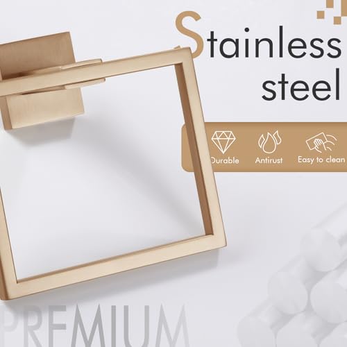Image of KOKOSIRI Towel Ring Holder Bathroom Lavatory Hand Towel Rack Wall Mount Bathroom Hardware Champagne Bronze Stainless Steel, B3004CPG