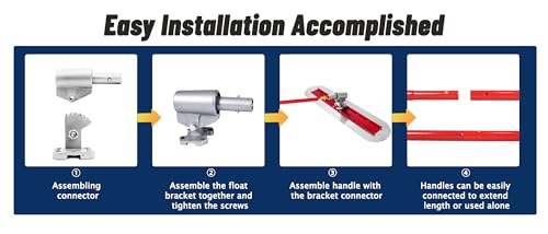 Bull Float Concrete Bull Float Tool Kit 48"x12" Fresno Round End Stainless Steel Board Kit Tool Cement Trowel Tools Float Bracket Concrete Tools Finishing With 57" Aluminum Alloy Handle x4 VOYAR - Image 8