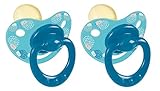 Sin bisfenol A Tigex 80602095 - Pack de 2 chupetes de látex fisiológicos, diseño de erizos (6 - 12 meses) color azul