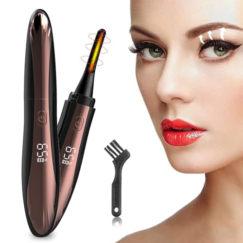 Heated Eyelash Curlers,Electric Eyelash Curler,LED Display,Natural Curling 24H Long Lasting,A Fast-Forming,Natural-Looking,Long-Lasting for Women Gifts (Black)